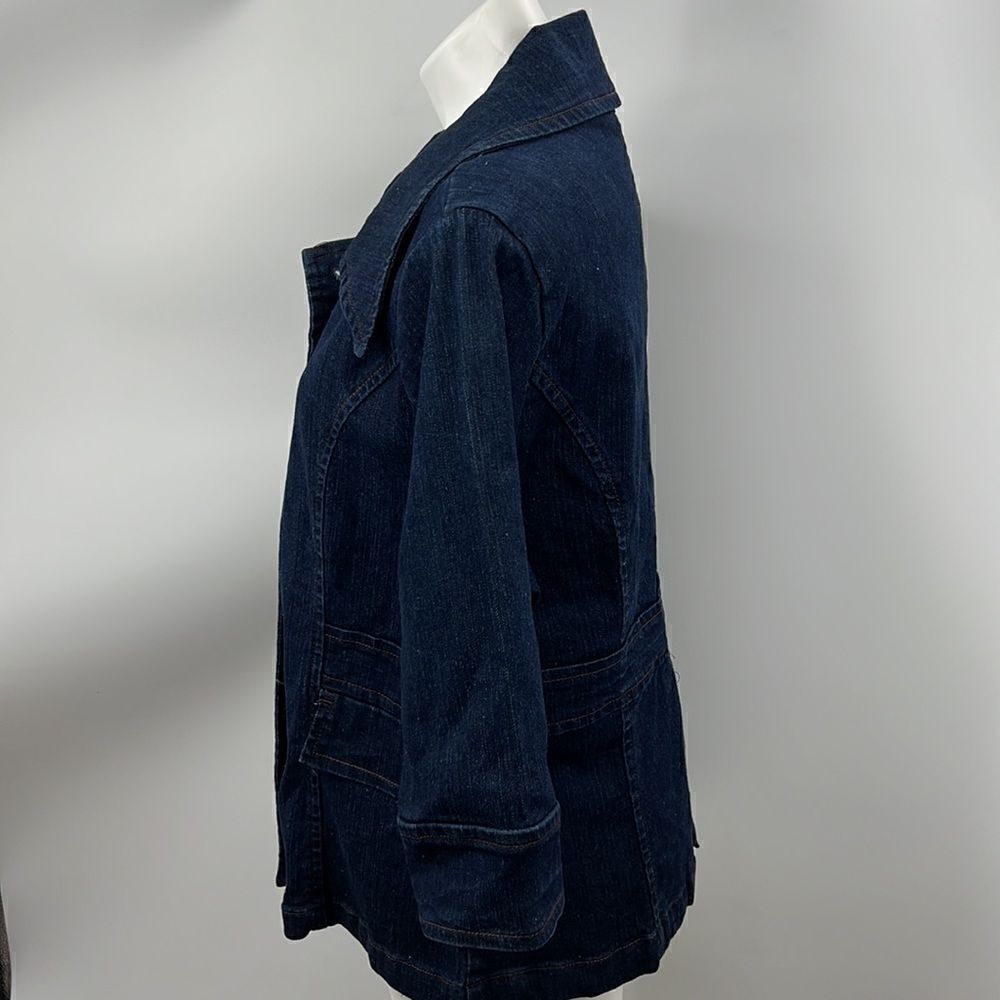 Classic Dark Blue Denim Women's Jacket - Picture 4 of 8